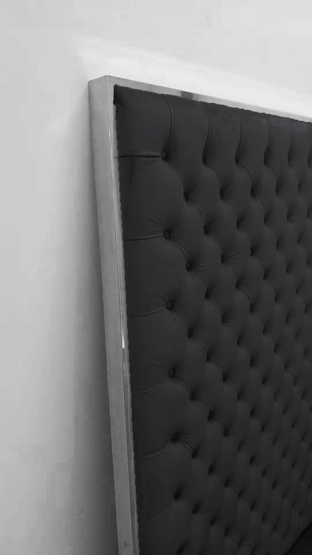 Headboard Elegant Beige & Black Velour 150 cm