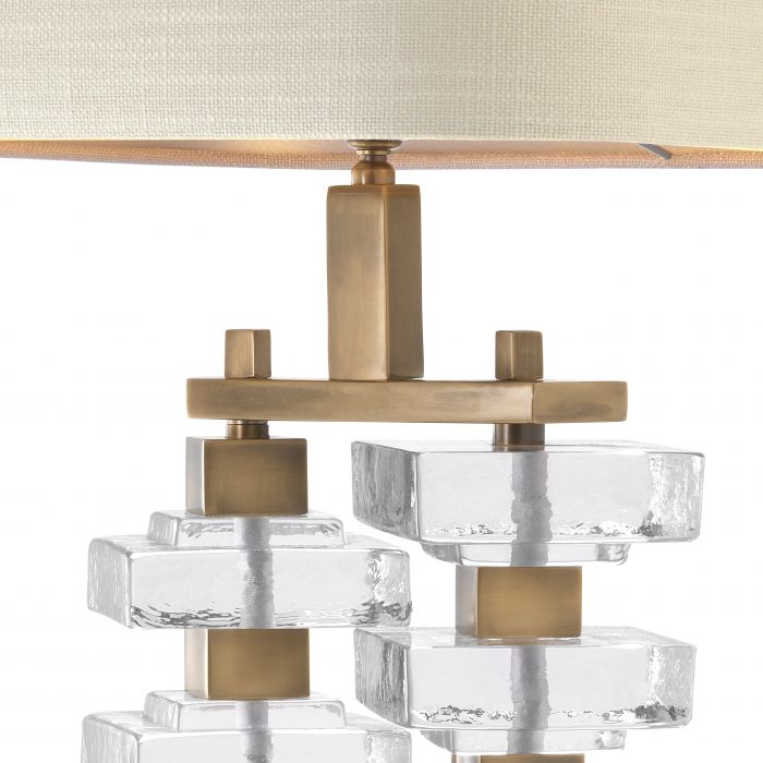 Bordlampe Toscana Gull/Glass Hvit Skjerm