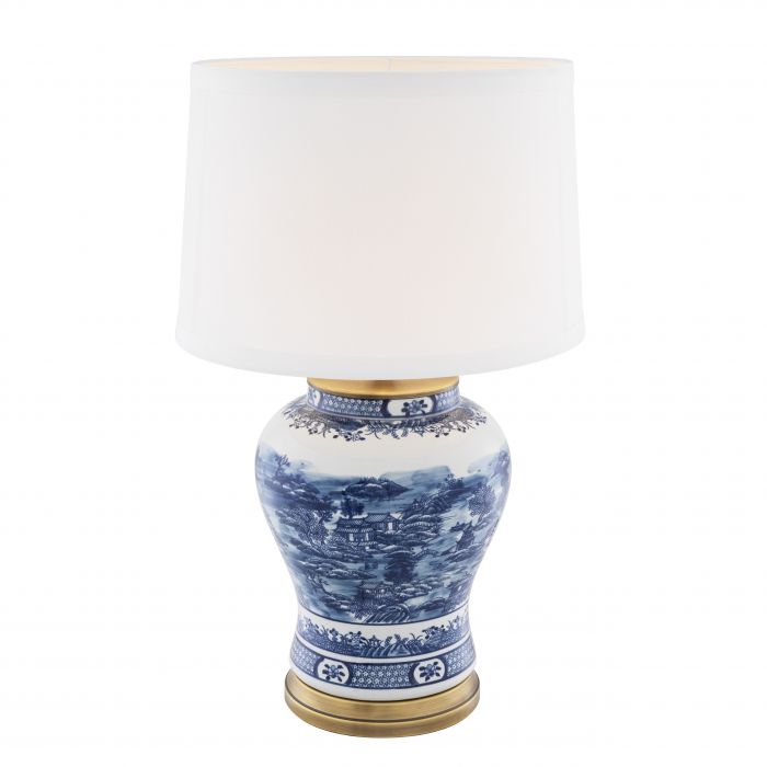 Bordlampe Chinese Blue m/skjerm 74,5 cm