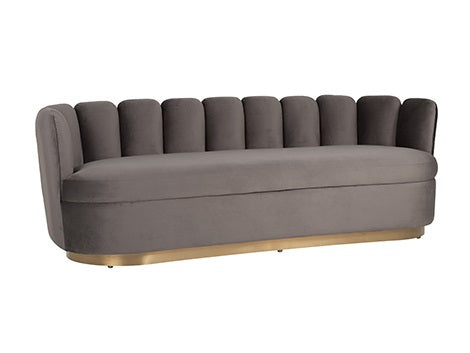 Sofa Camden 3 - seter Grå Velour/Børstet Gull