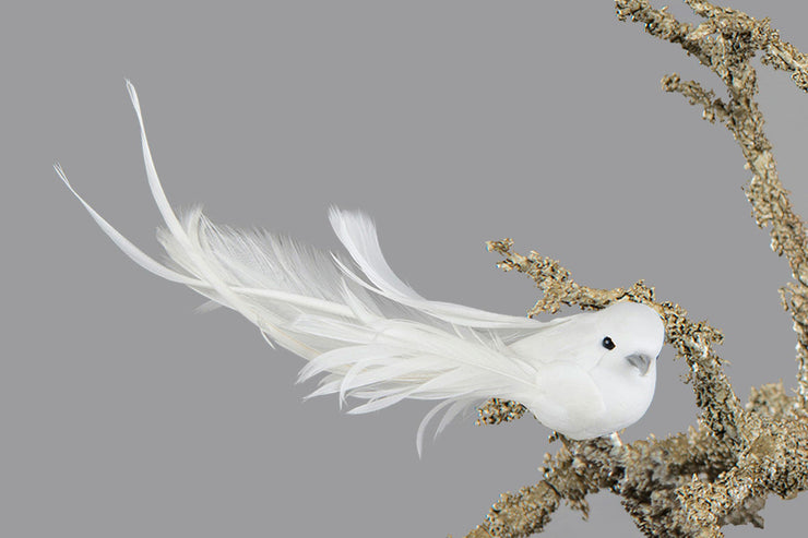 Julepynt Hvit Fugl 14 cm