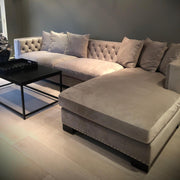 Glamour Sofa m/sjeselong Beige Velour (Høyre & Venstre sjeselong)