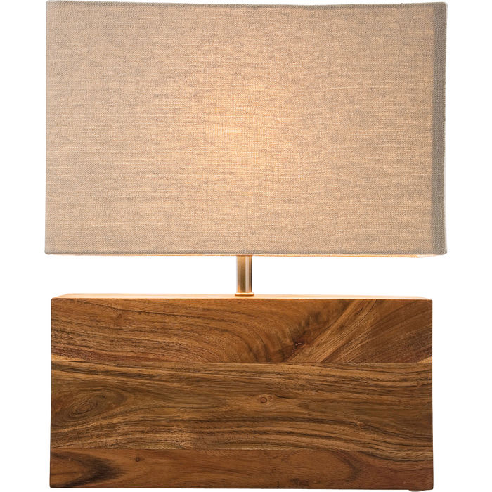 Bord Lampe Rectangluar Wood Nature 43 cm m/Beige Lampeskjerm