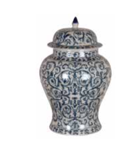 Temple Jar Blue/White 40 cm