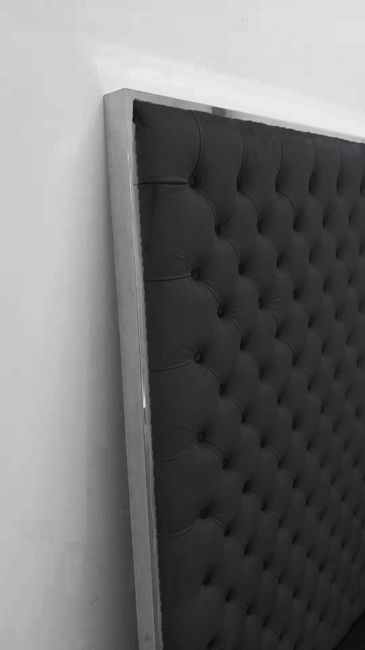 Headboard Elegant Beige & Black Velour 150 cm