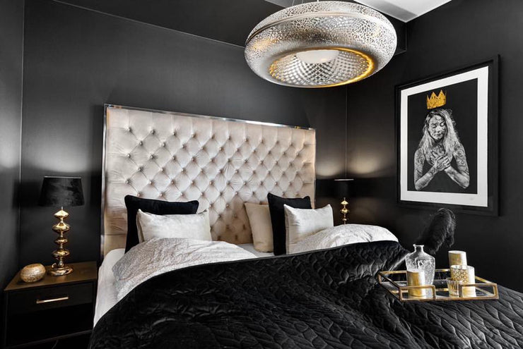 Headboard Elegant (beige, grå & sort velour) 180 cm