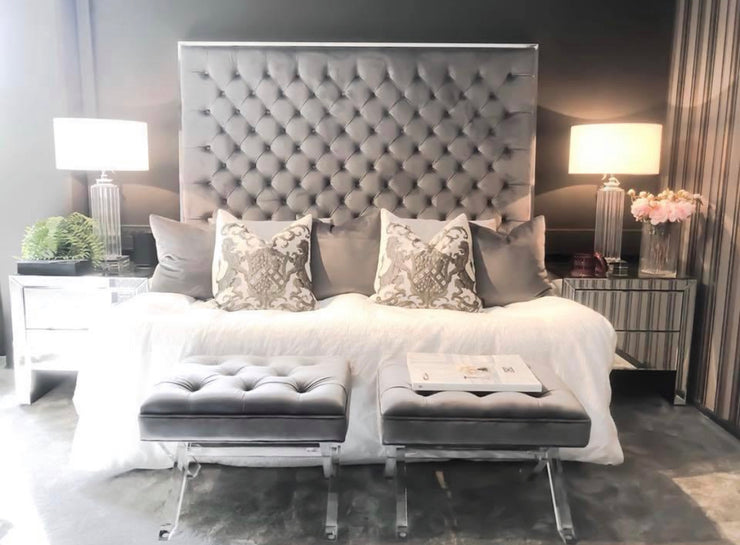 Headboard Elegant (beige, grå & sort velour) 180 cm