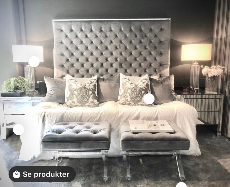 Headboard Elegant (beige, grå & sort velour) 180 cm